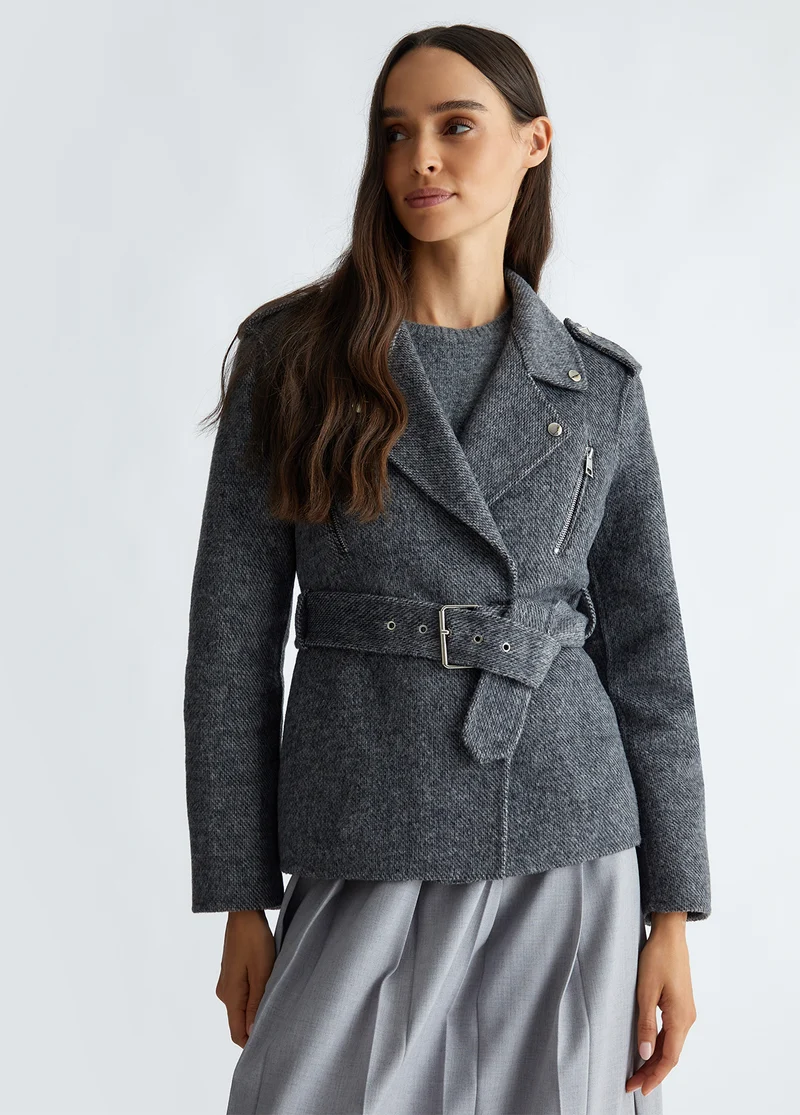 Short wool-blend coat