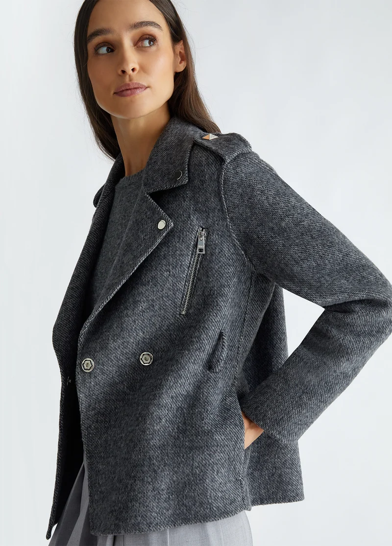 Short wool-blend coat