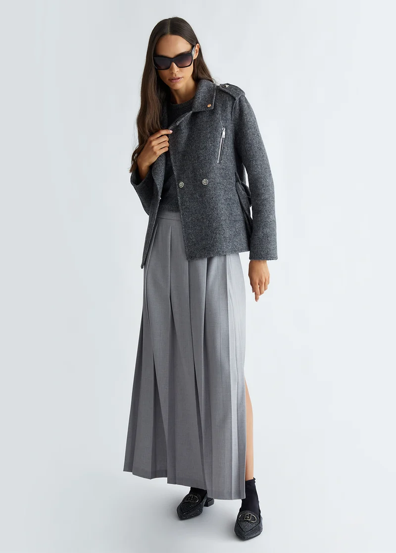 Short wool-blend coat