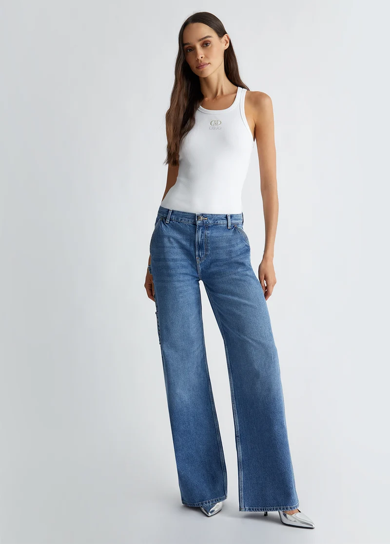 Flared jeans with studs