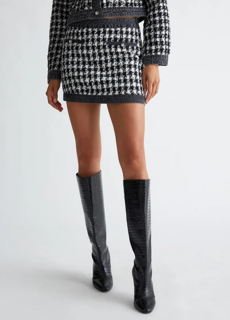 Denim and Bouclã© Miniskirt