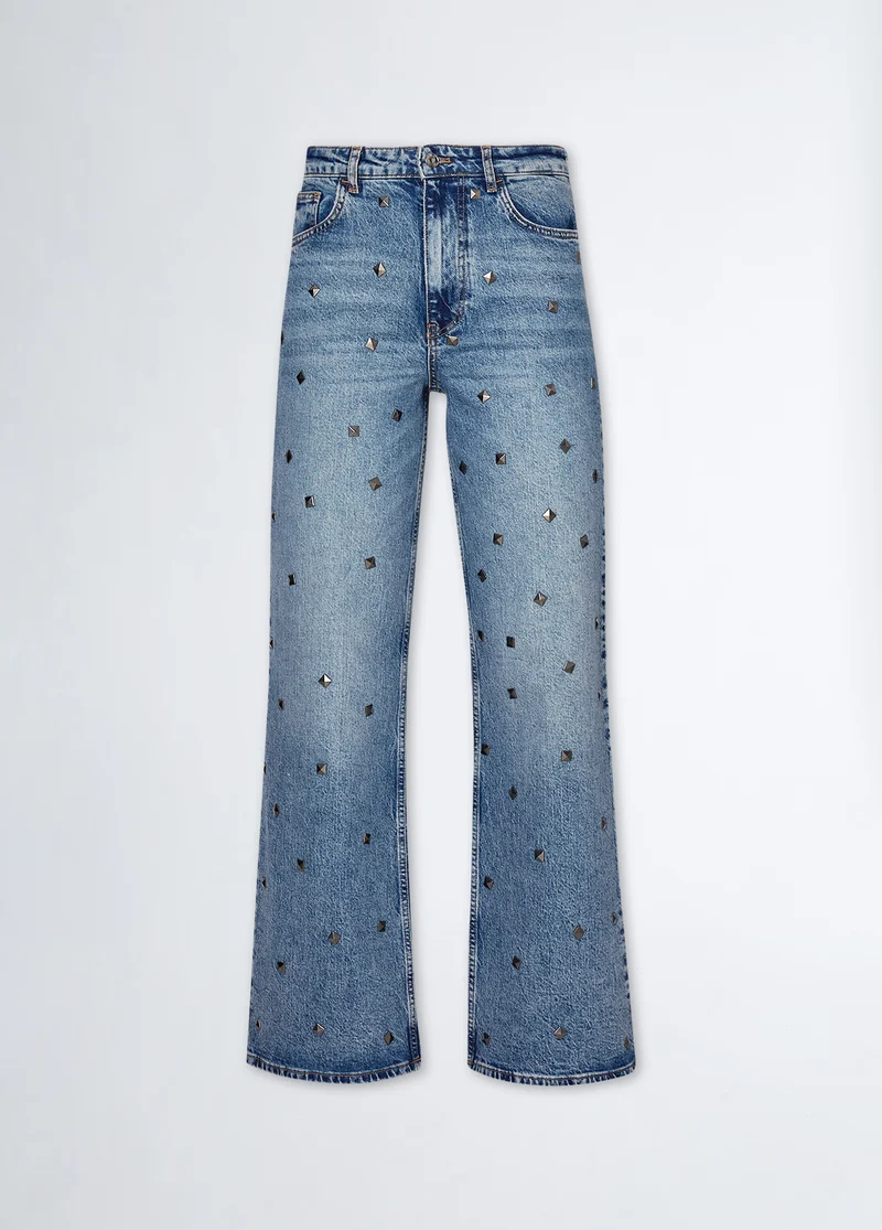 Flared jeans with studs