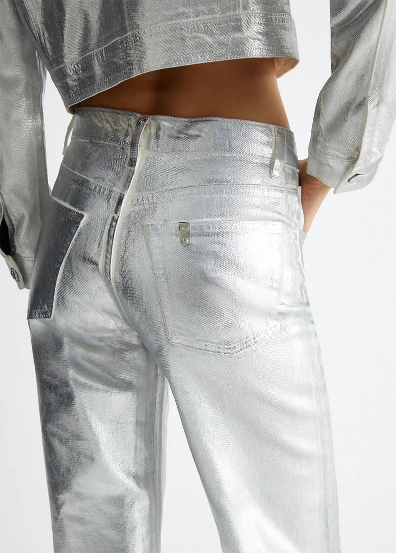 Foil-Effect Straight-Leg Jeans