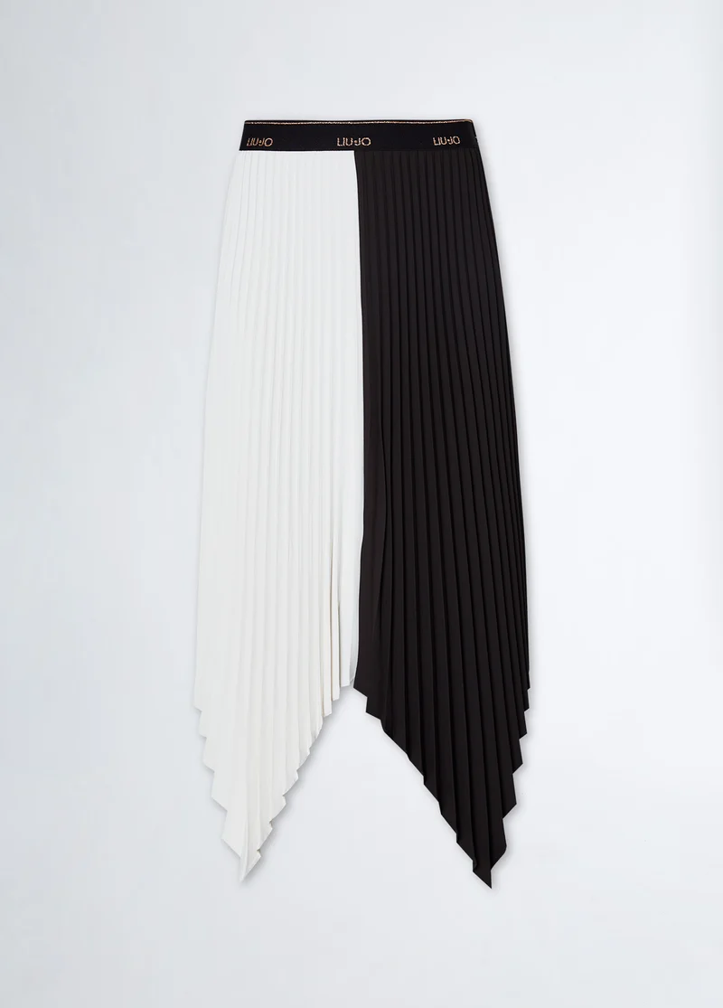 Pleated asymmetrical skirt