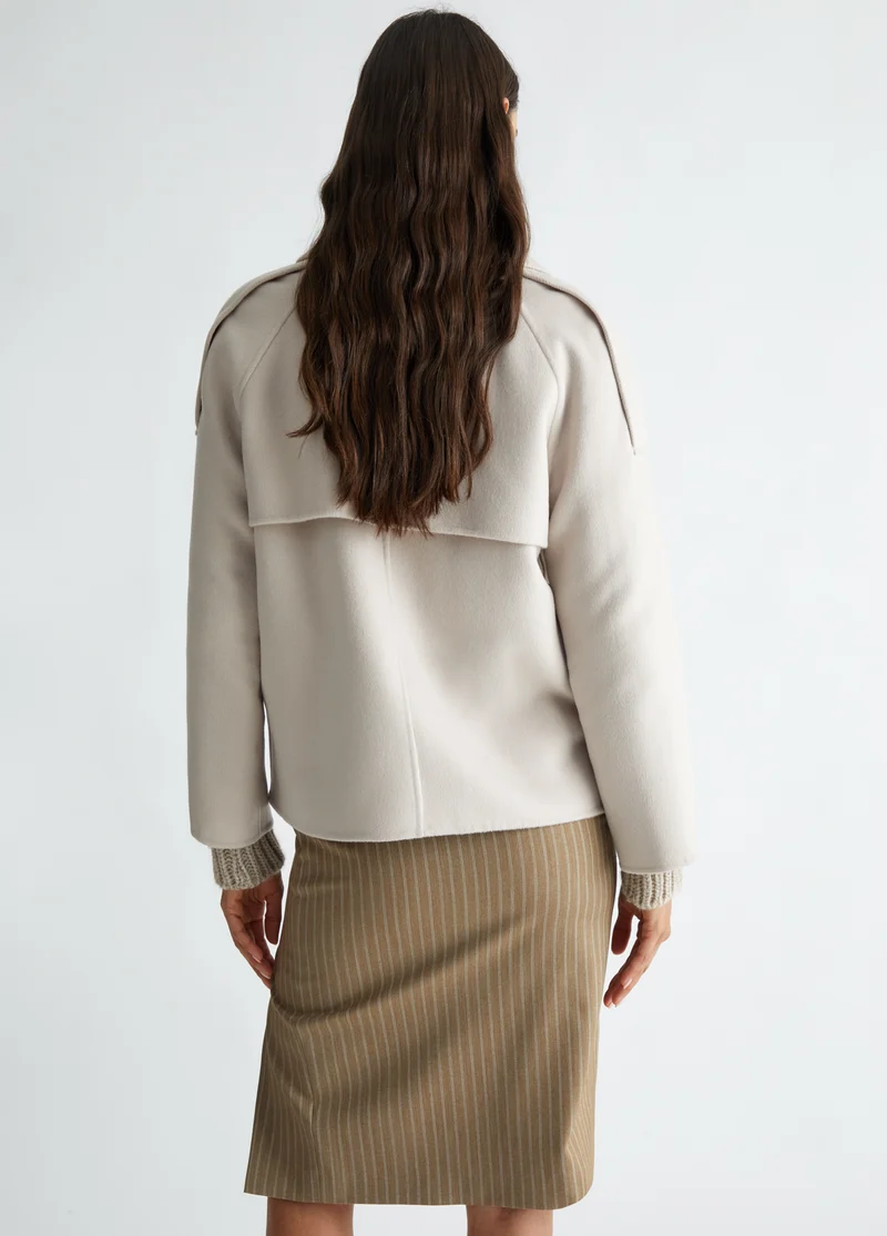 Double-Breasted Wool-Blend Pea Coat