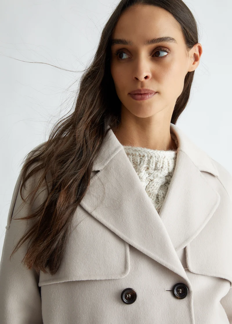 Double-Breasted Wool-Blend Pea Coat