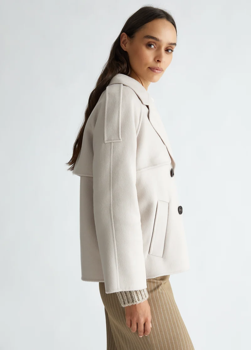 Double-Breasted Wool-Blend Pea Coat