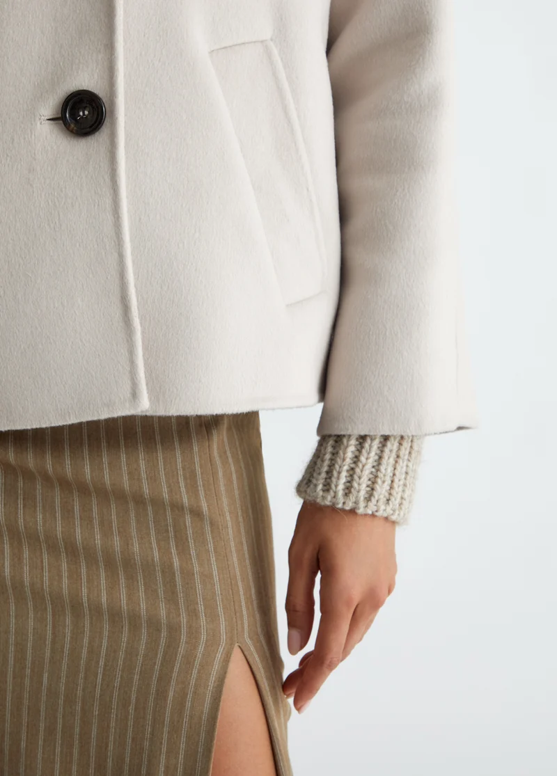 Double-Breasted Wool-Blend Pea Coat