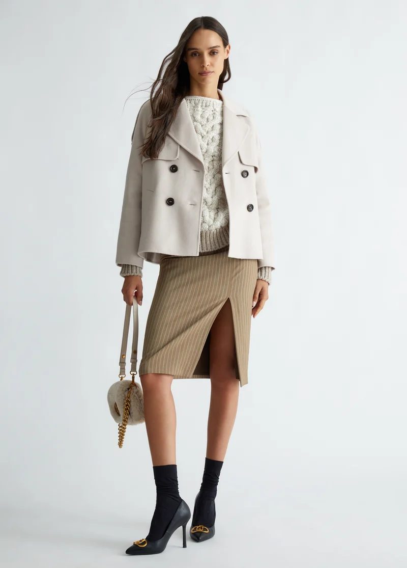 Double-Breasted Wool-Blend Pea Coat