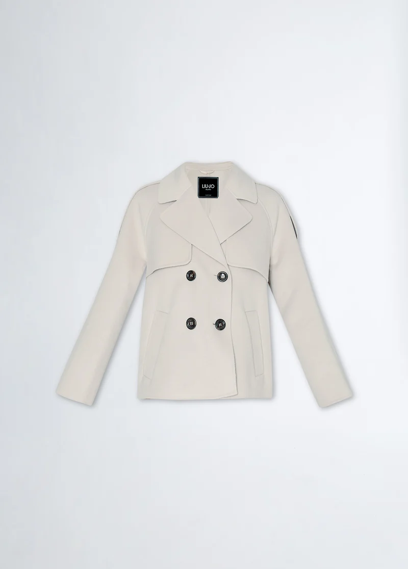 Double-Breasted Wool-Blend Pea Coat