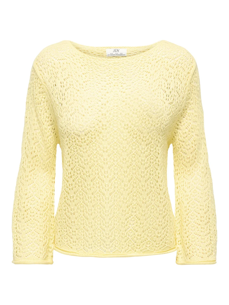 JDYMIKA 3/4 BOAT NECK PULLOVER KNT, Double Cream