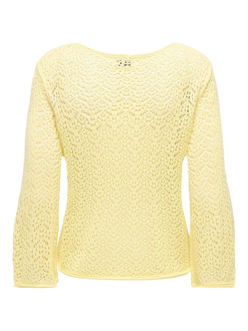 JDYMIKA 3/4 BOAT NECK PULLOVER KNT, Double Cream