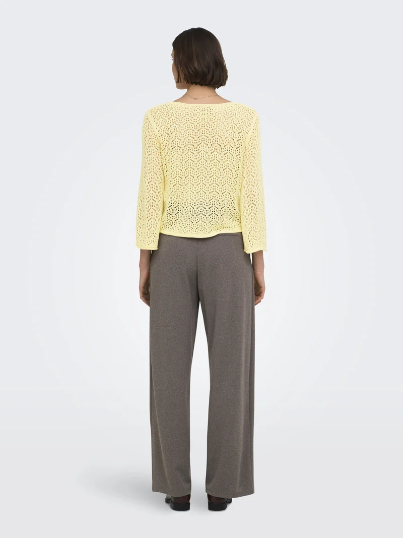 JDYMIKA 3/4 BOAT NECK PULLOVER KNT, Double Cream