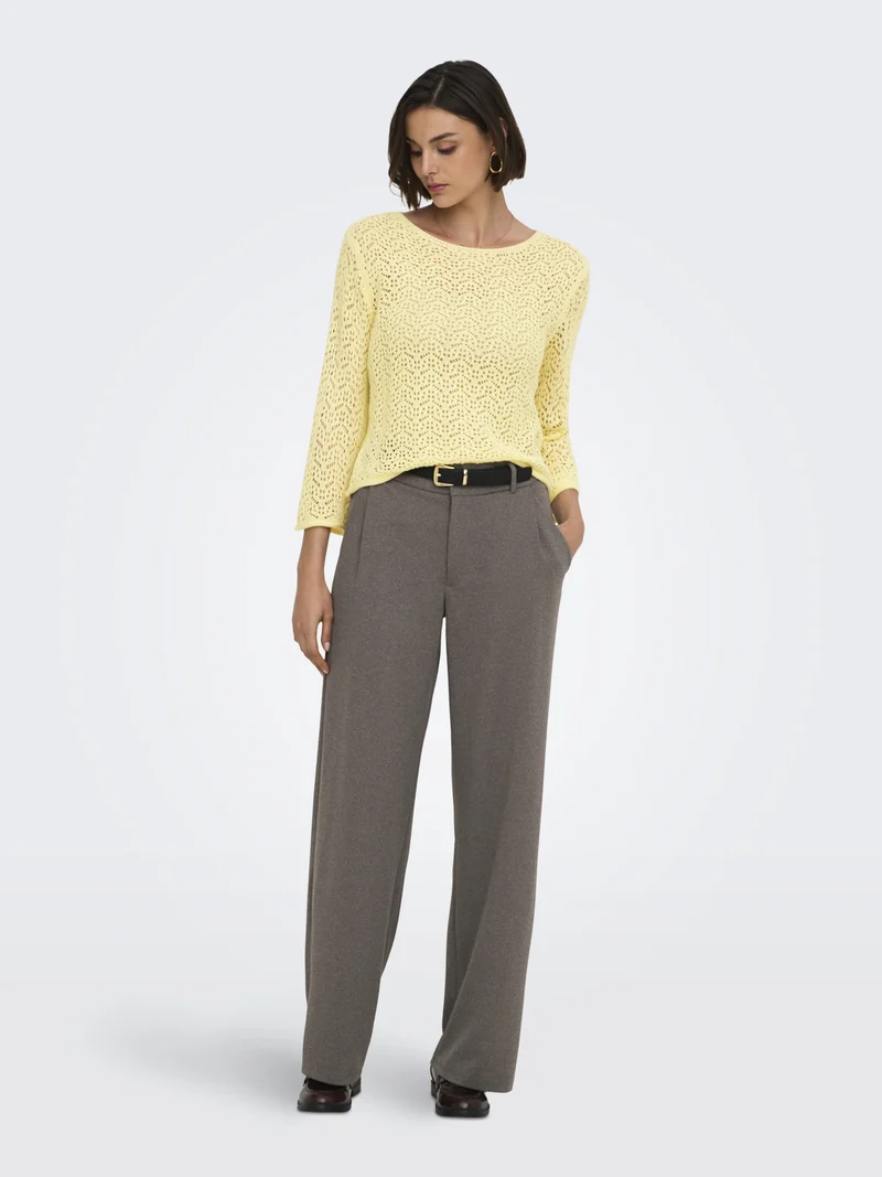 JDYMIKA 3/4 BOAT NECK PULLOVER KNT, Double Cream