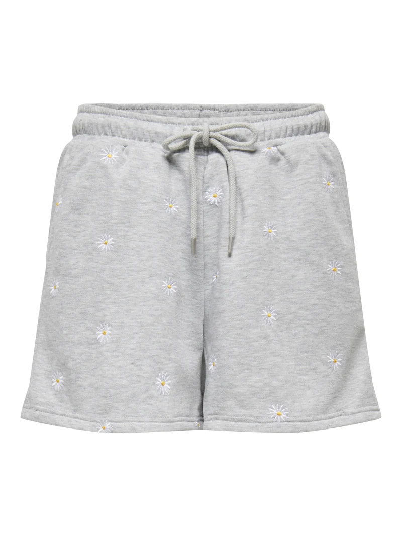 ONLLUNA BERMUDA SHORTS UB SWT, Light Grey Melange/Smal ditsy cloud