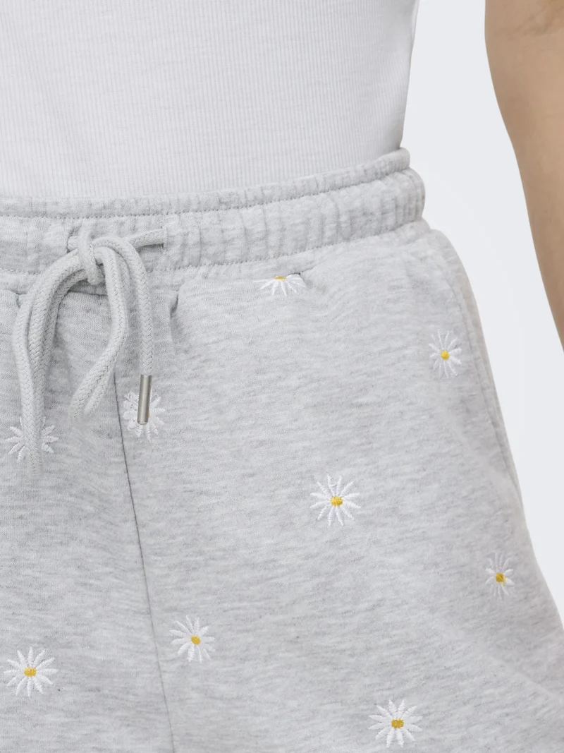 ONLLUNA BERMUDA SHORTS UB SWT, Light Grey Melange/Smal ditsy cloud