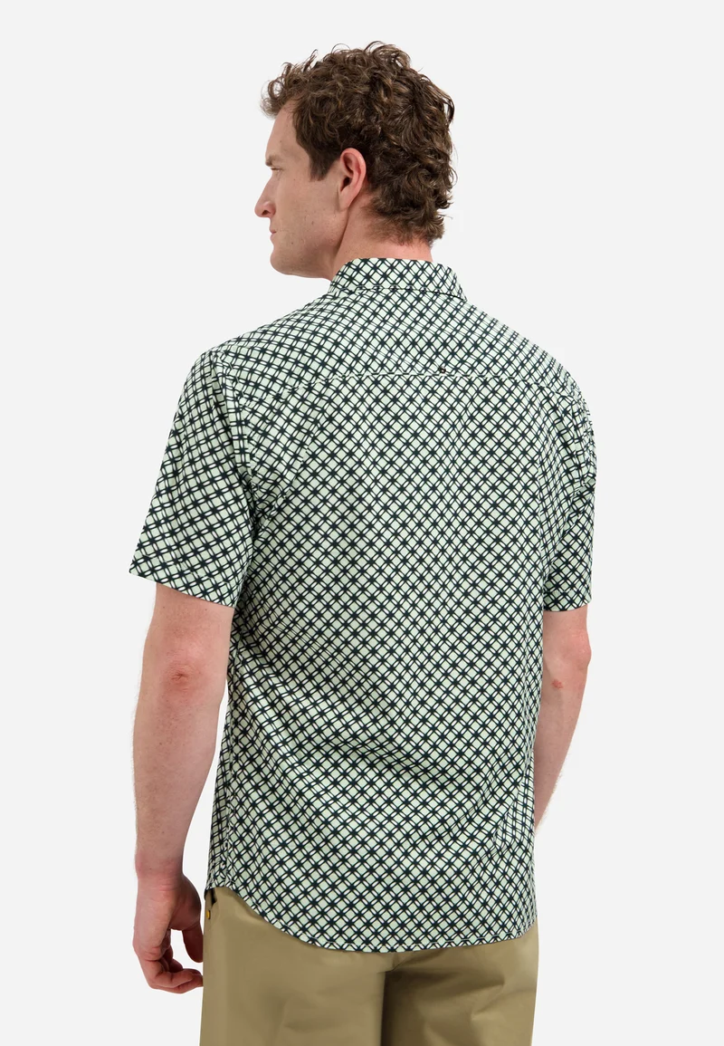Shirt Short Sleeve Stretch Allover Printed, Green
