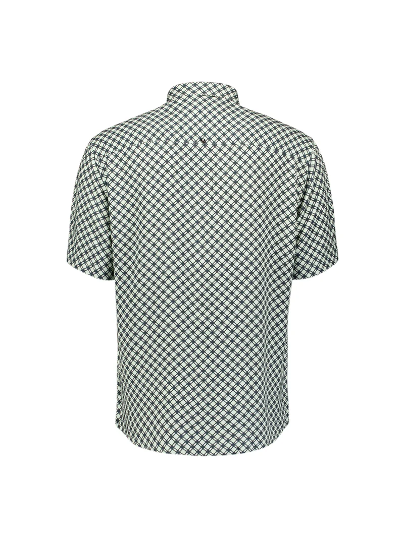 Shirt Short Sleeve Stretch Allover Printed, Green