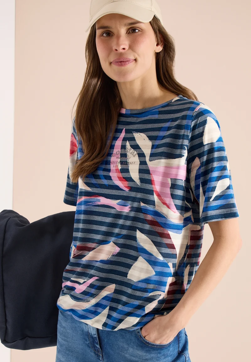 TOS Striped Burnout FP T-Shirt, universal blue