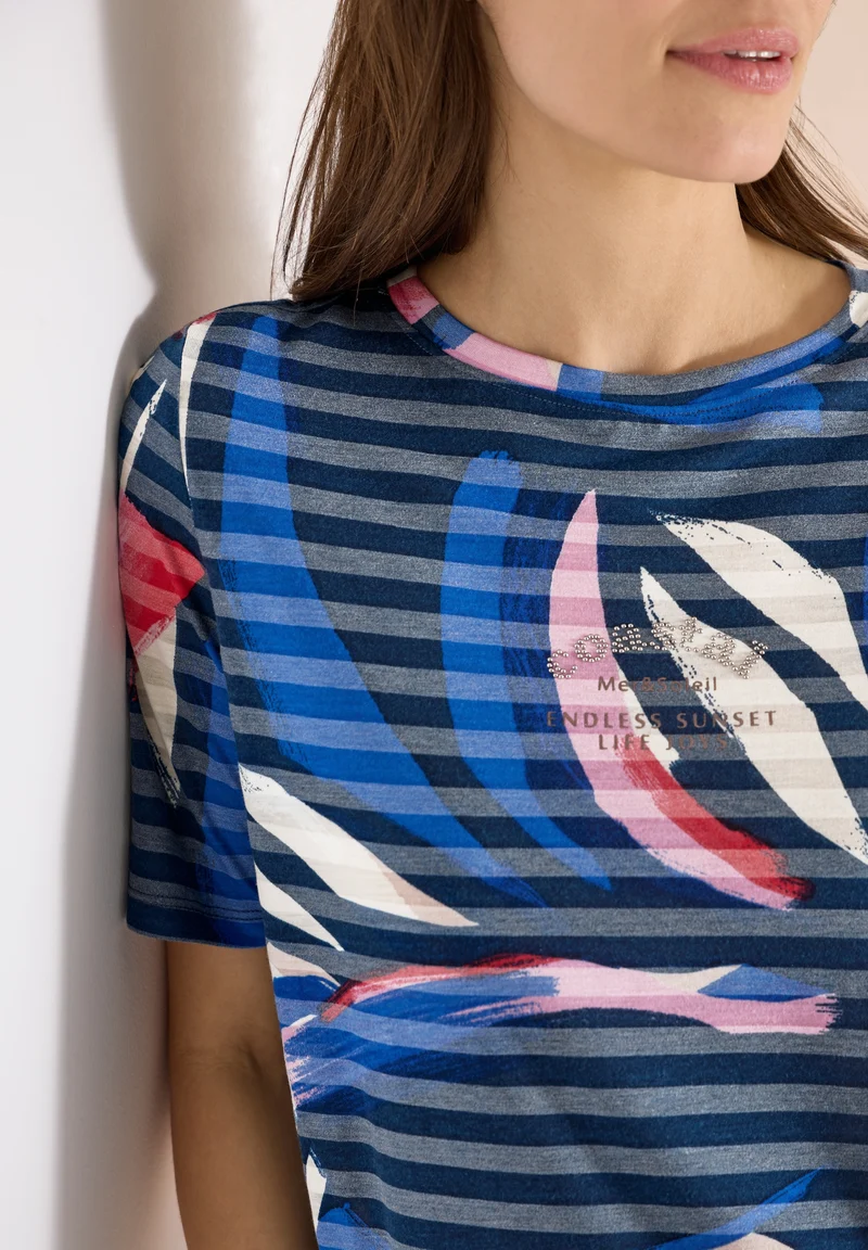 TOS Striped Burnout FP T-Shirt, universal blue