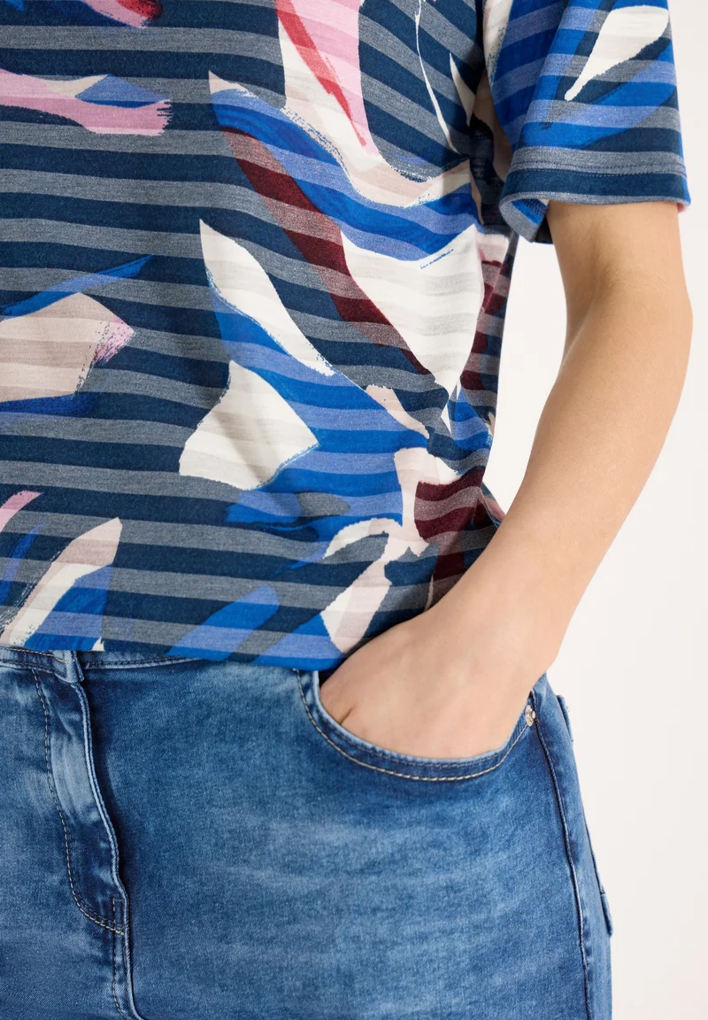 TOS Striped Burnout FP T-Shirt, universal blue