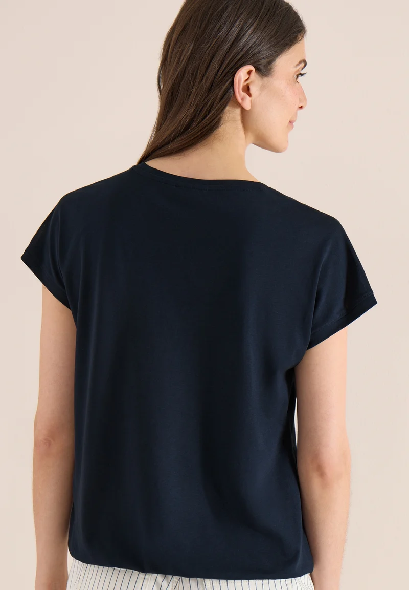 NOS Solid Lace Shoulder T-Shir, universal blue