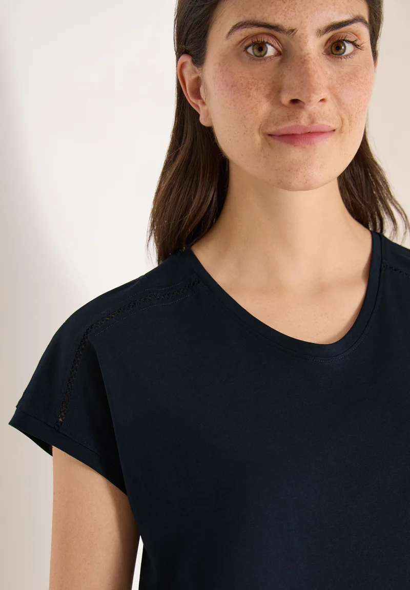 NOS Solid Lace Shoulder T-Shir, universal blue