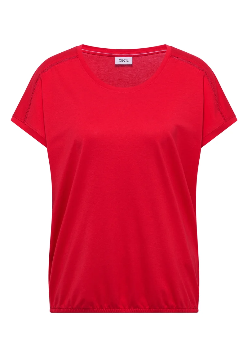 NOS Solid Lace Shoulder T-Shir, glazed apple red