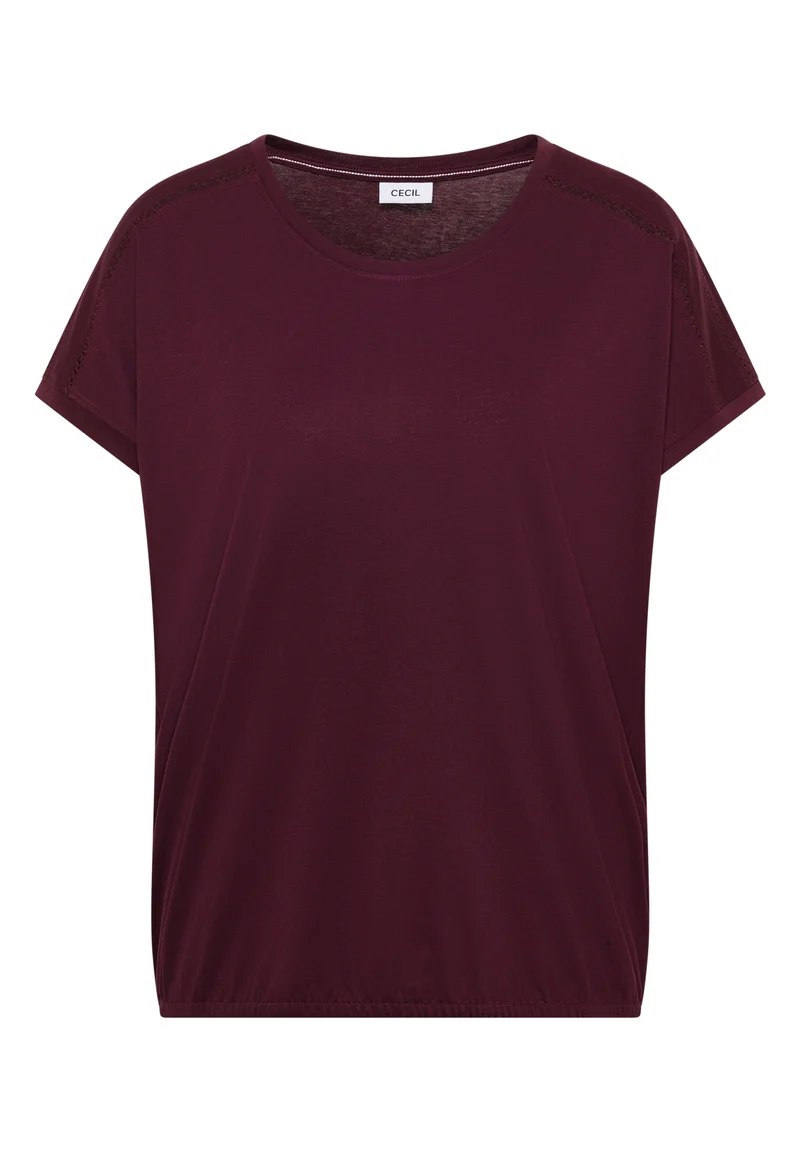 NOS Solid Lace Shoulder T-Shir, sweet grape red