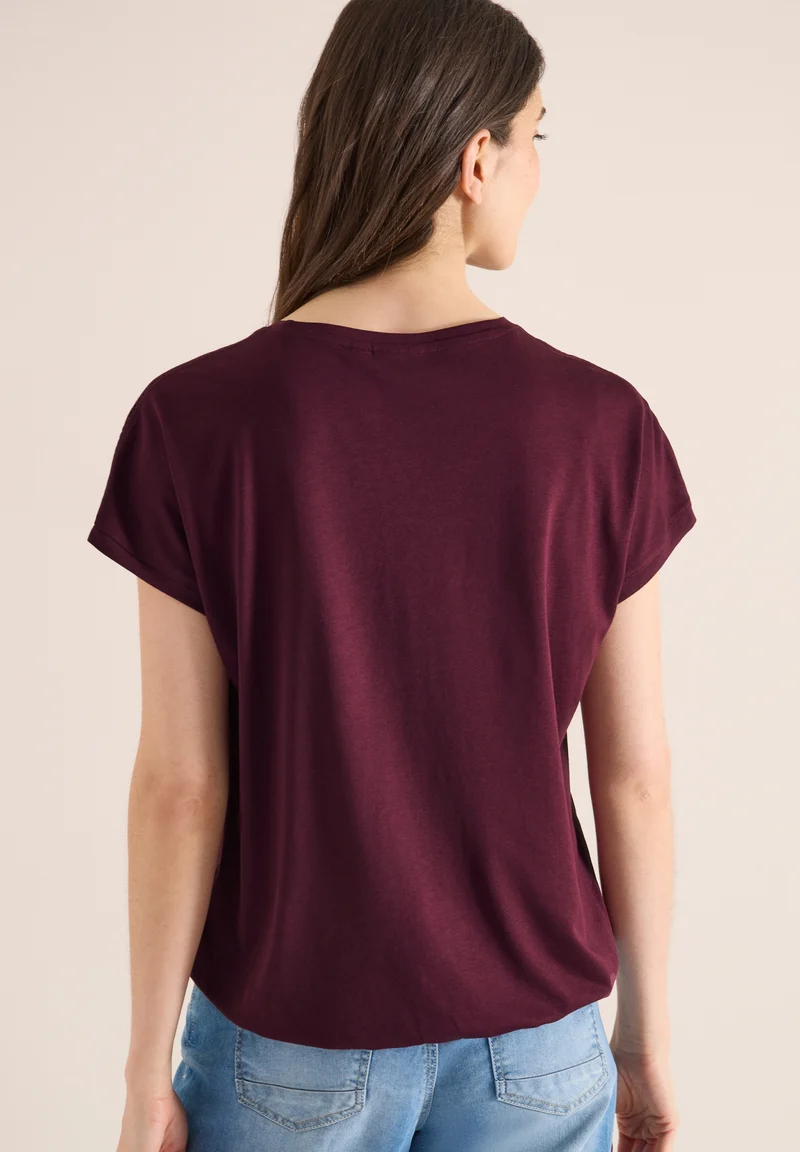 NOS Solid Lace Shoulder T-Shir, sweet grape red