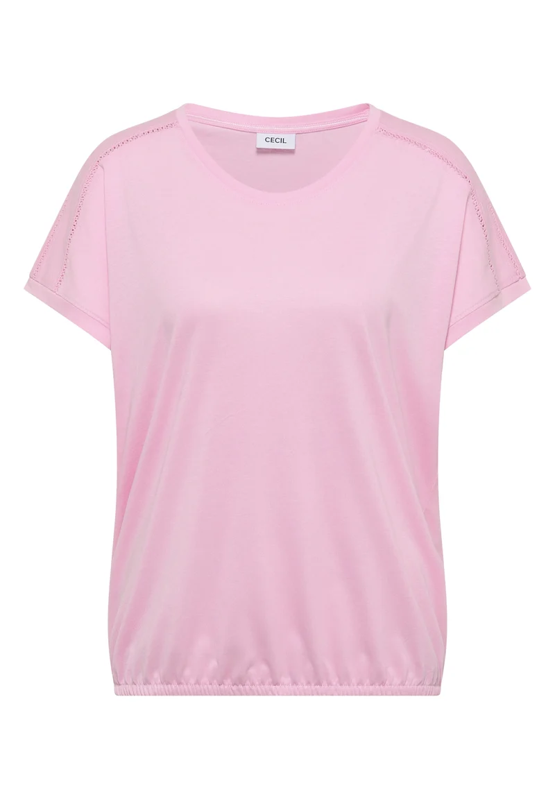 NOS Solid Lace Shoulder T-Shir, light blush rose