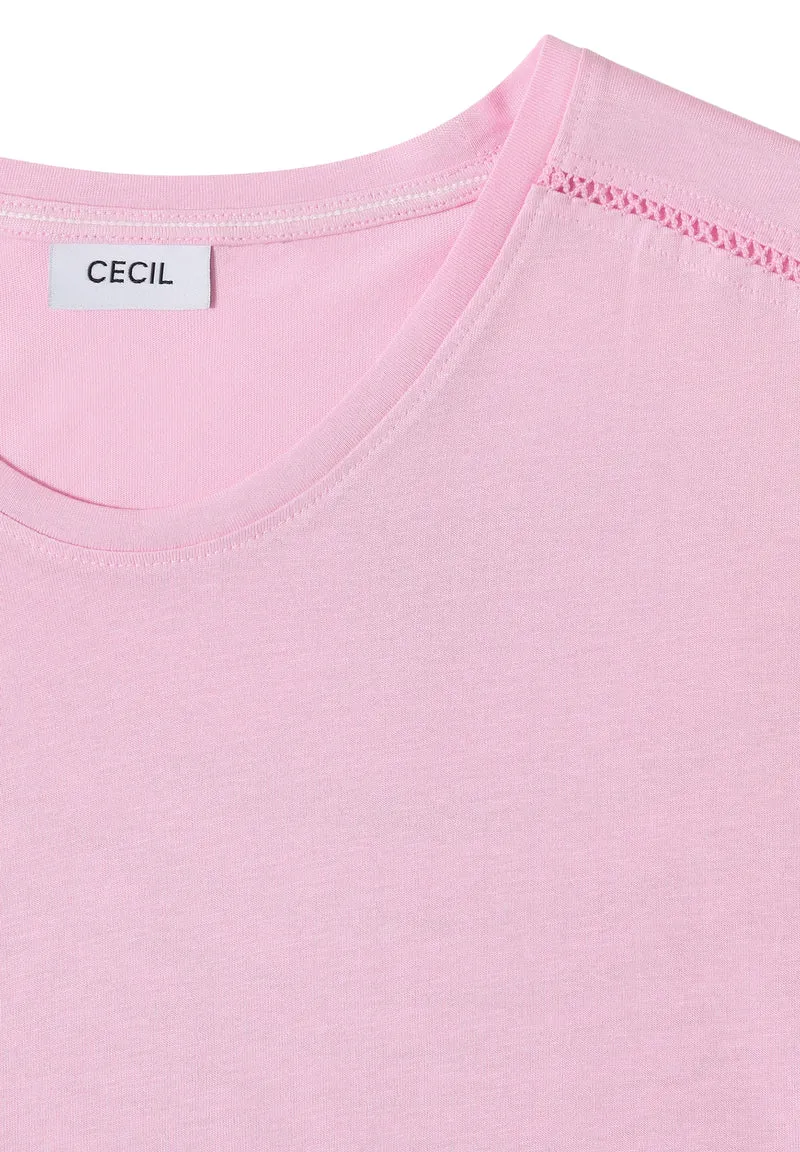 NOS Solid Lace Shoulder T-Shir, light blush rose