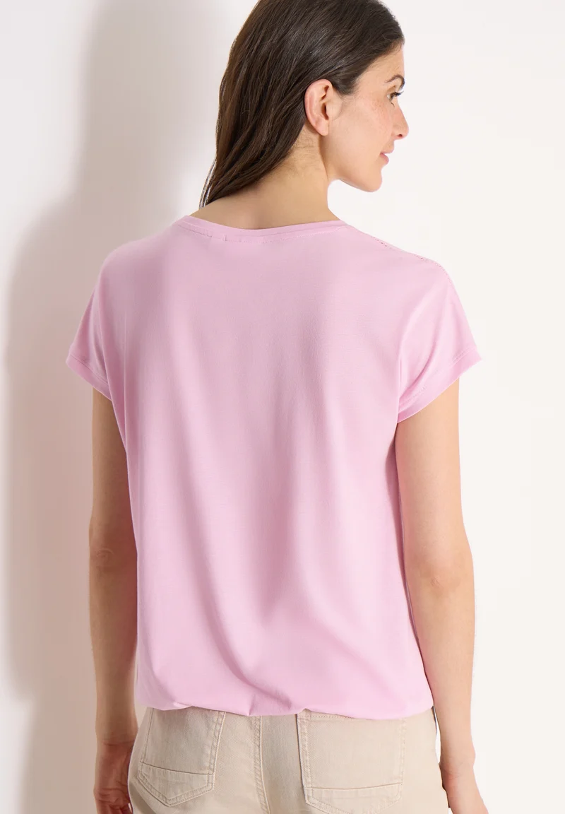 NOS Solid Lace Shoulder T-Shir, light blush rose