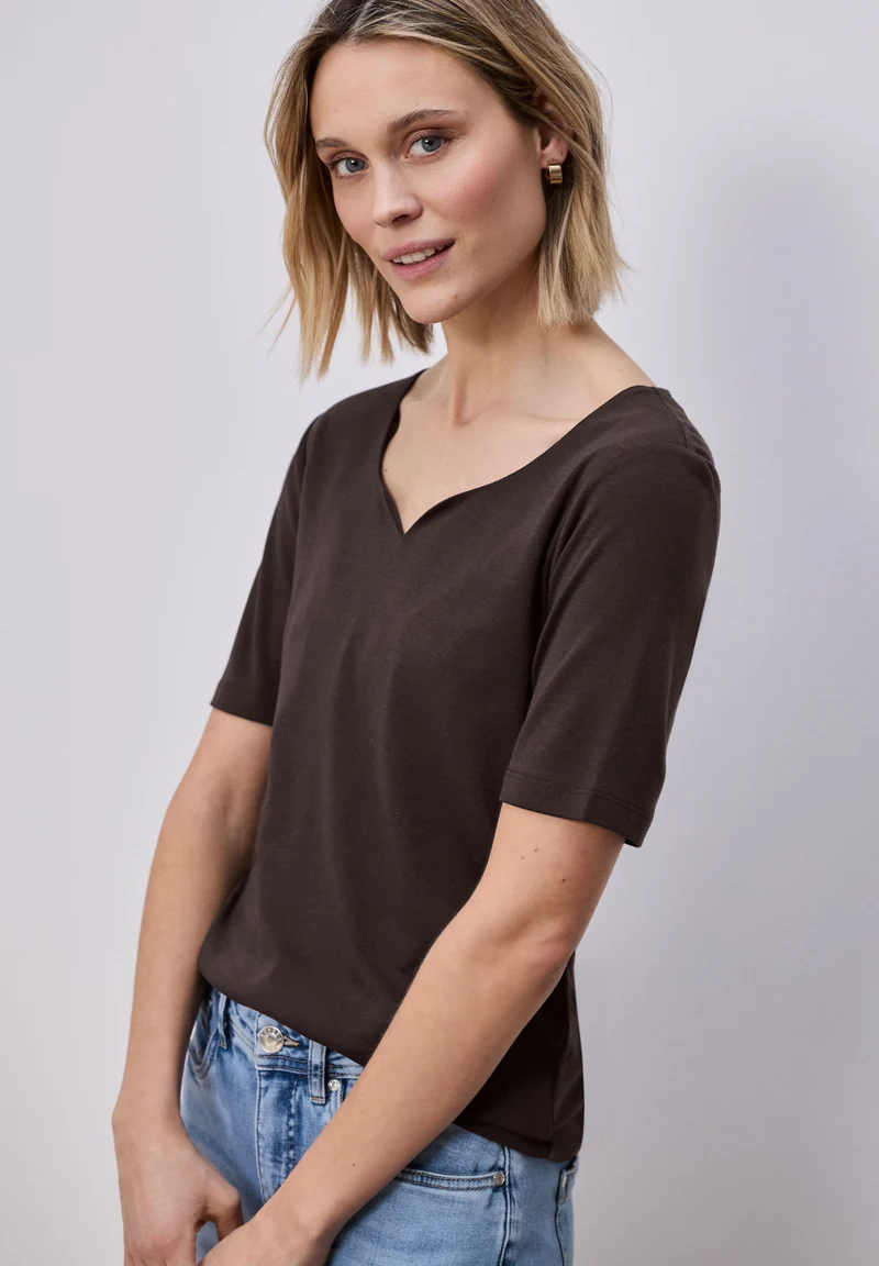 QR Style heart neck Ada 1/2 sl, espresso brown