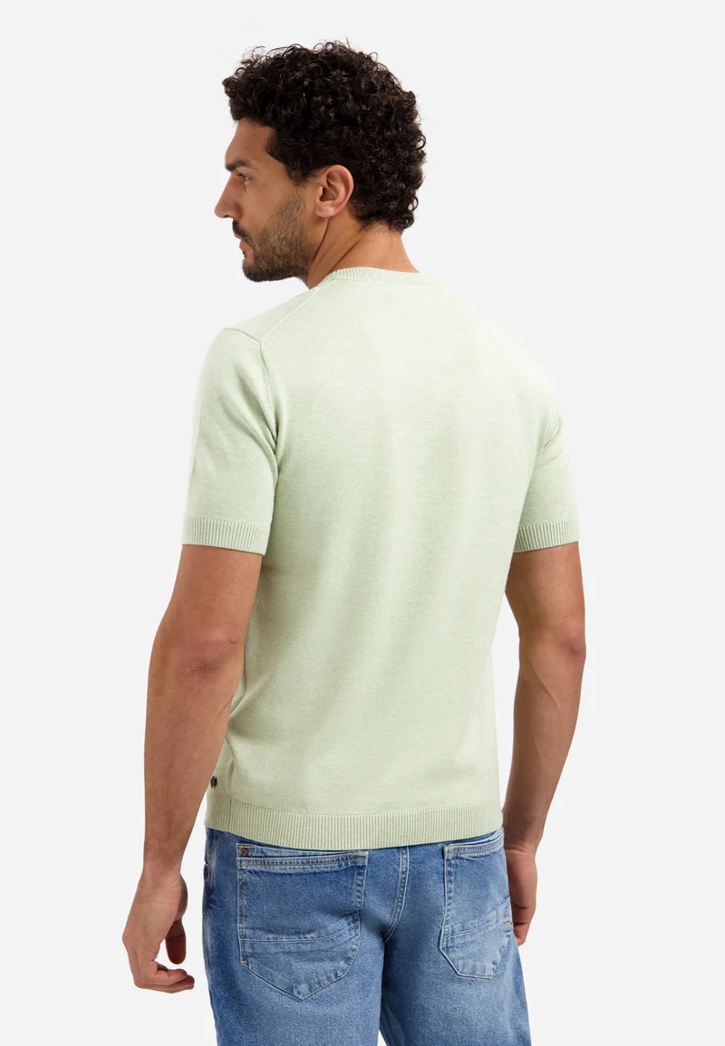 Pullover Short Sleeve Crew Neck Melange, Green
