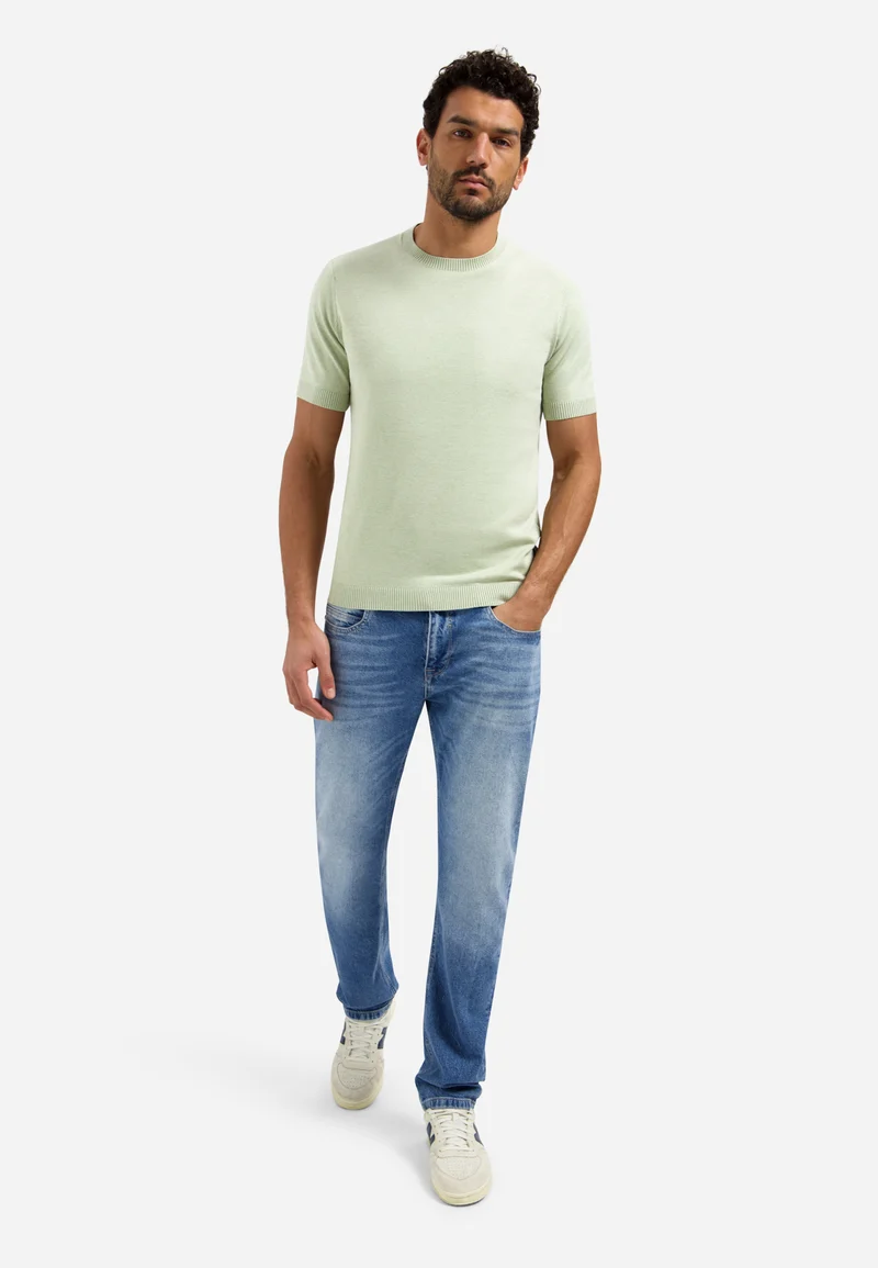 Pullover Short Sleeve Crew Neck Melange, Green
