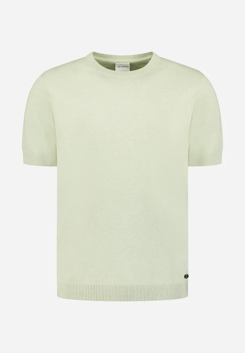 Pullover Short Sleeve Crew Neck Melange, Green