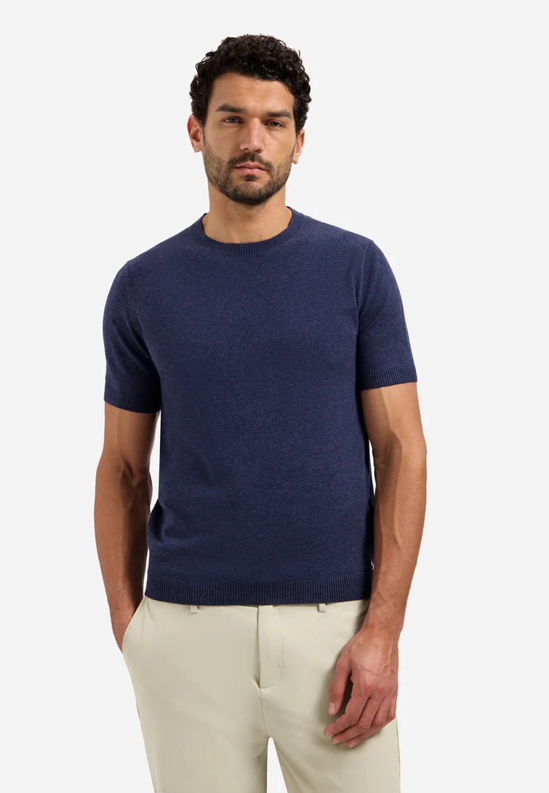 Pullover Short Sleeve Crew Neck Melange, Night