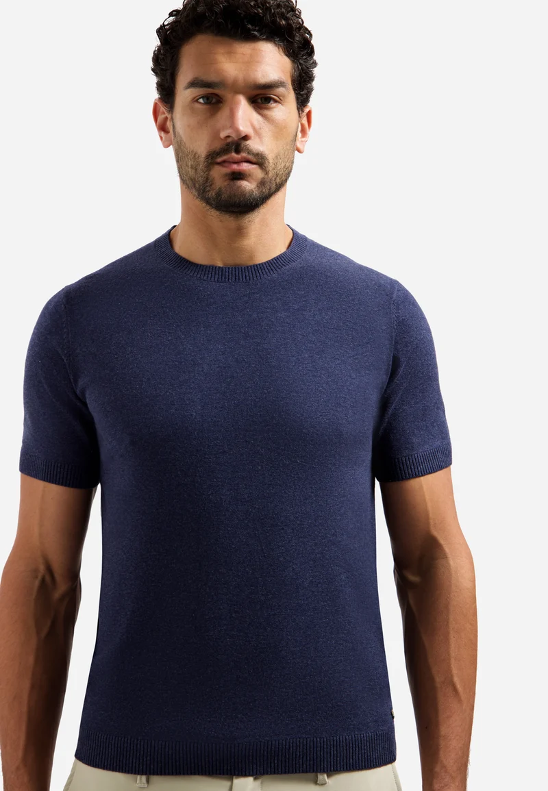 Pullover Short Sleeve Crew Neck Melange, Night