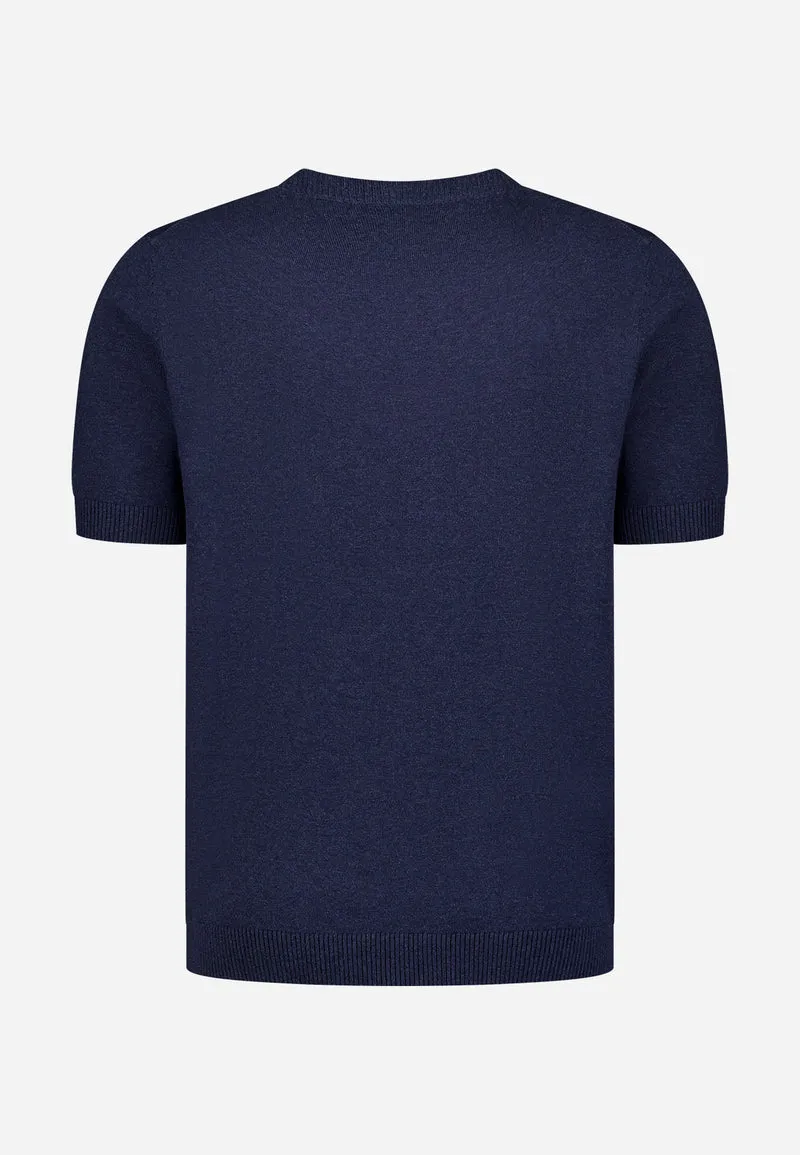 Pullover Short Sleeve Crew Neck Melange, Night