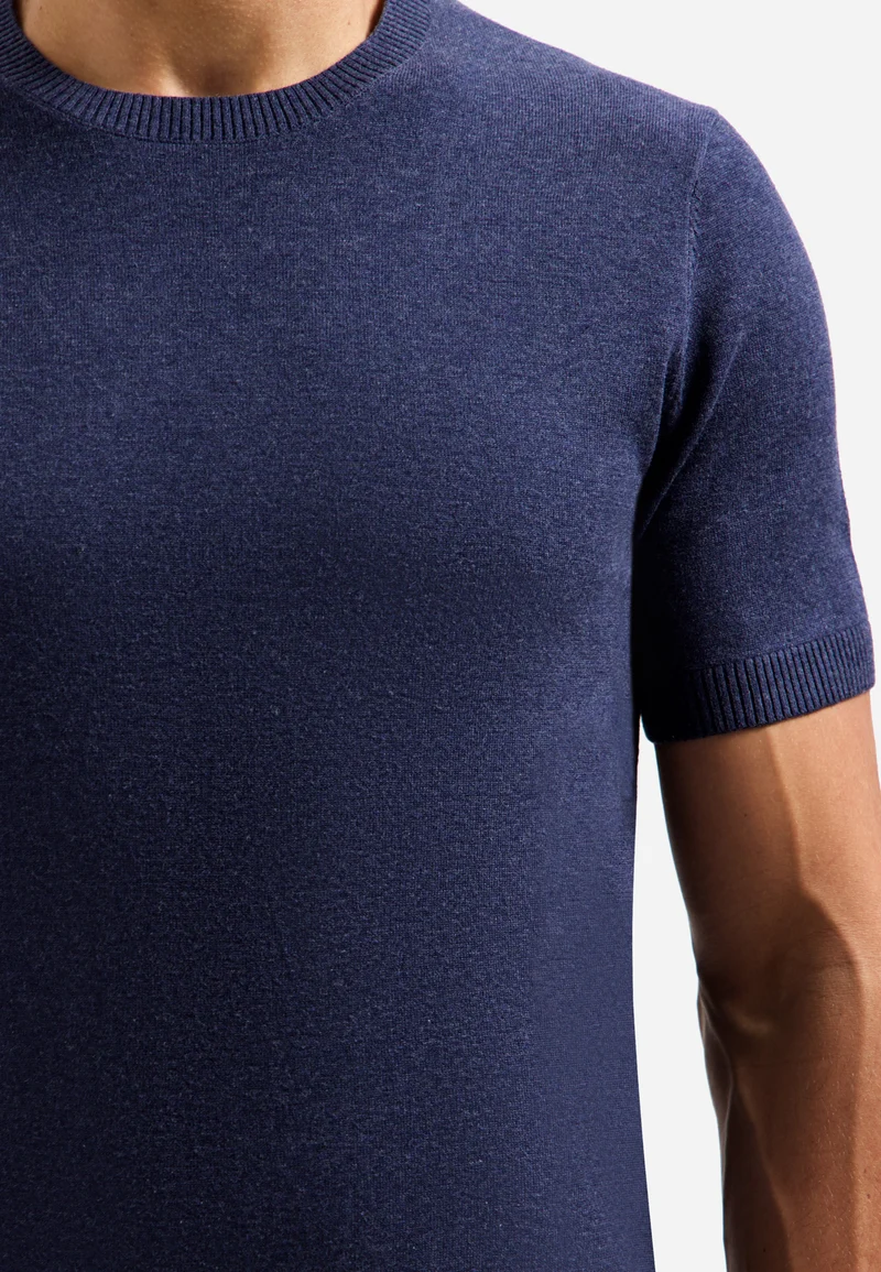 Pullover Short Sleeve Crew Neck Melange, Night