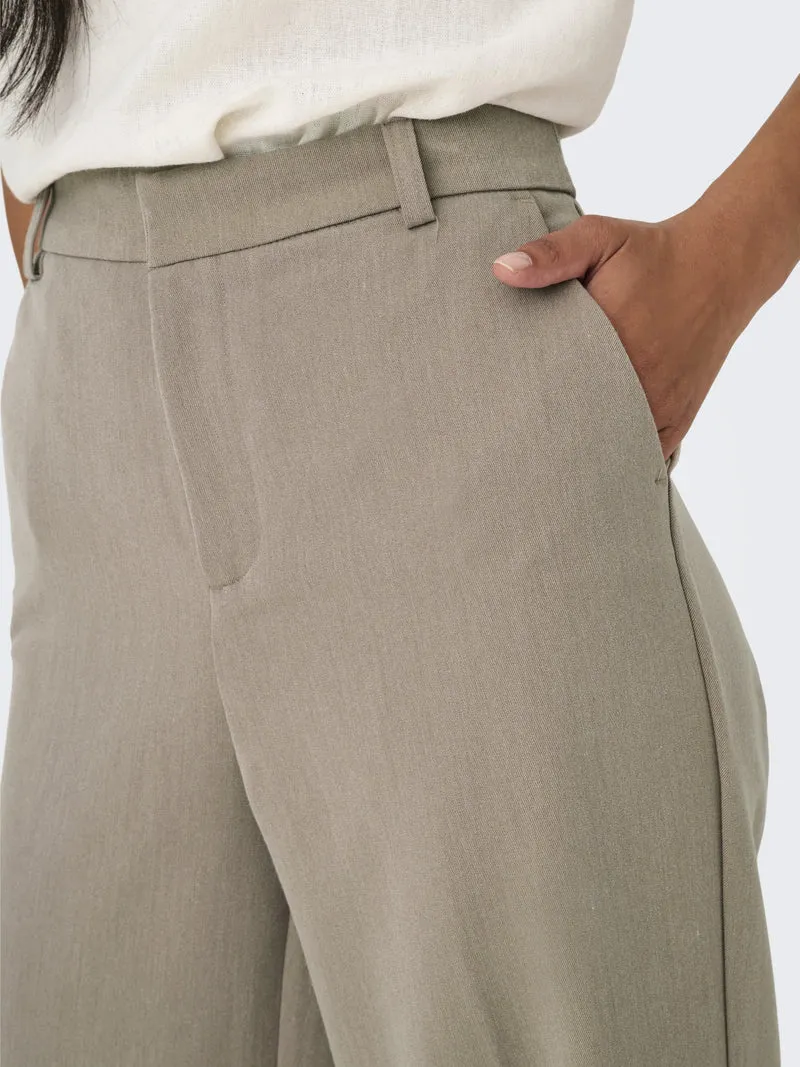 ONLHATTIE-LANA HW W MEL PANT TLR NO, Taupe Gray/MELANGE