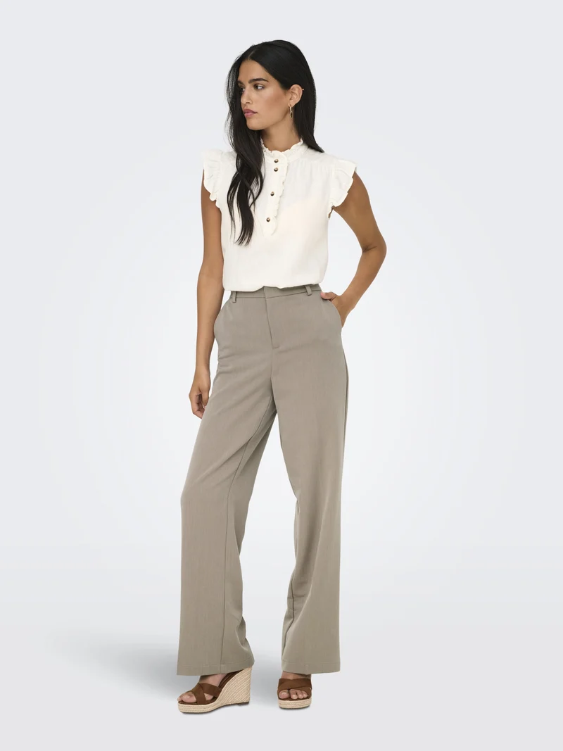 ONLHATTIE-LANA HW W MEL PANT TLR NO, Taupe Gray/MELANGE