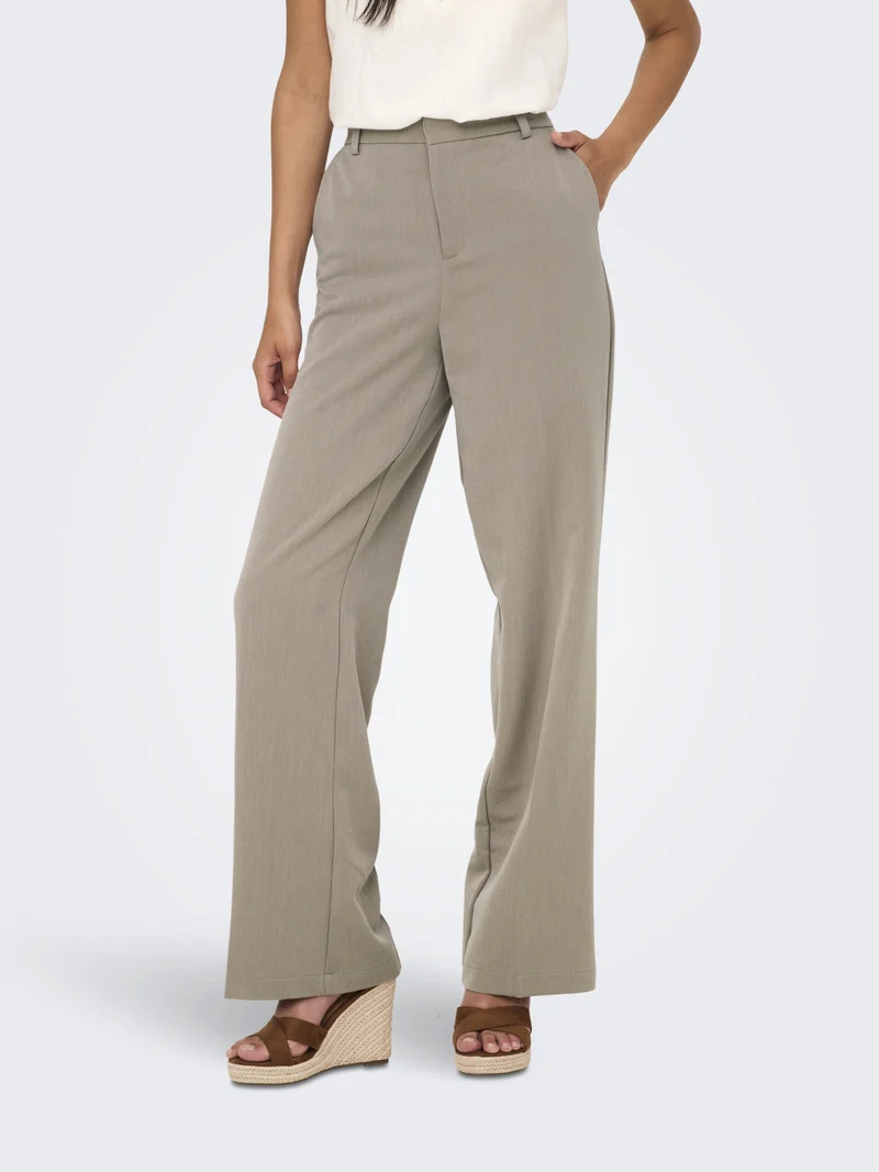 ONLHATTIE-LANA HW W MEL PANT TLR NO, Taupe Gray/MELANGE