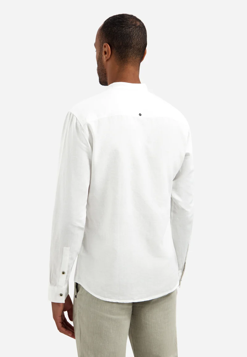 Shirt With Linen Granddad, White