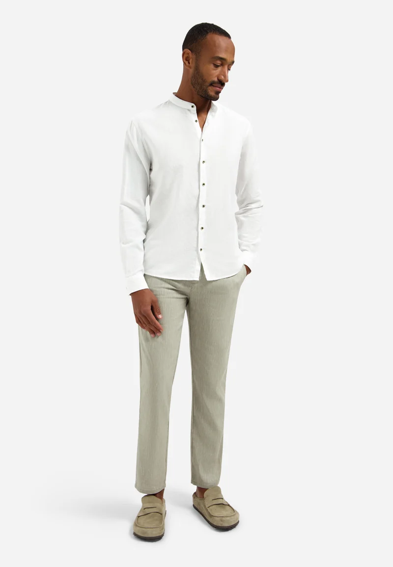 Shirt With Linen Granddad, White