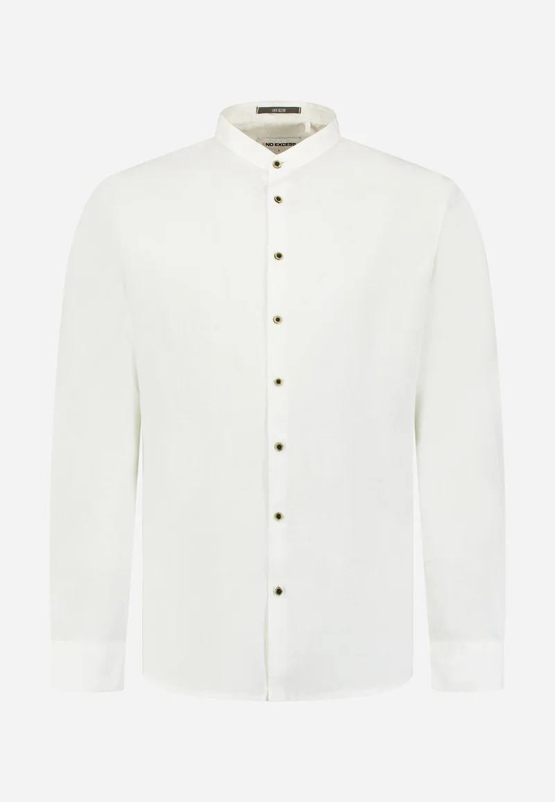 Shirt With Linen Granddad, White