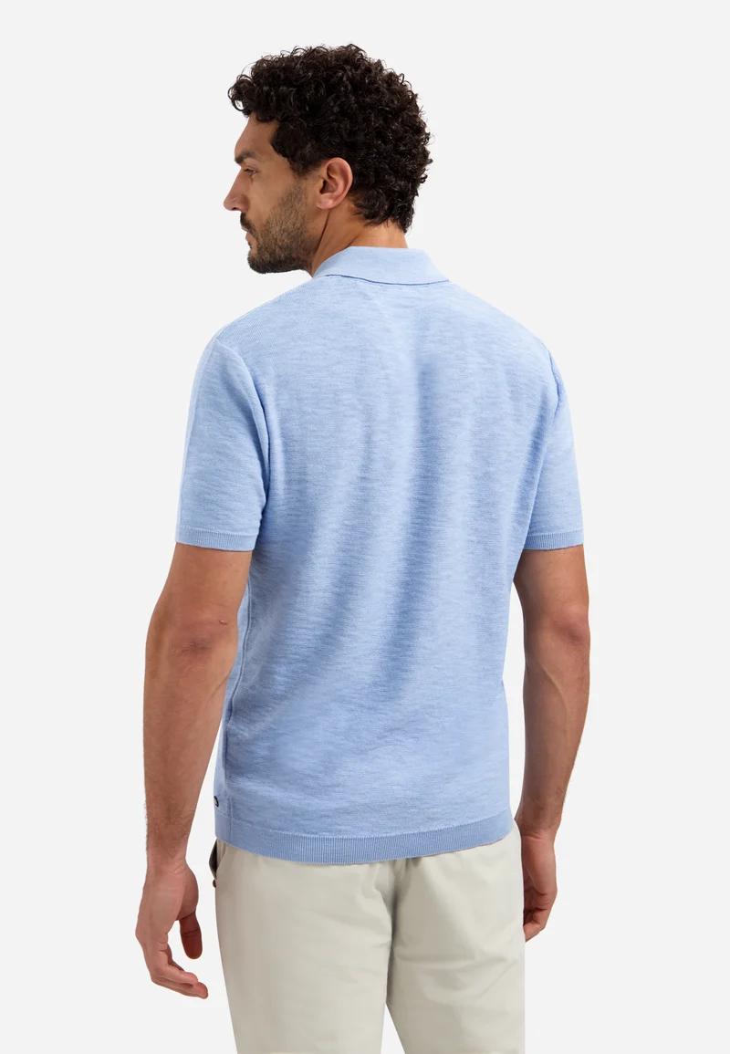 Pullover Short Sleeve Polo Slub, Blue