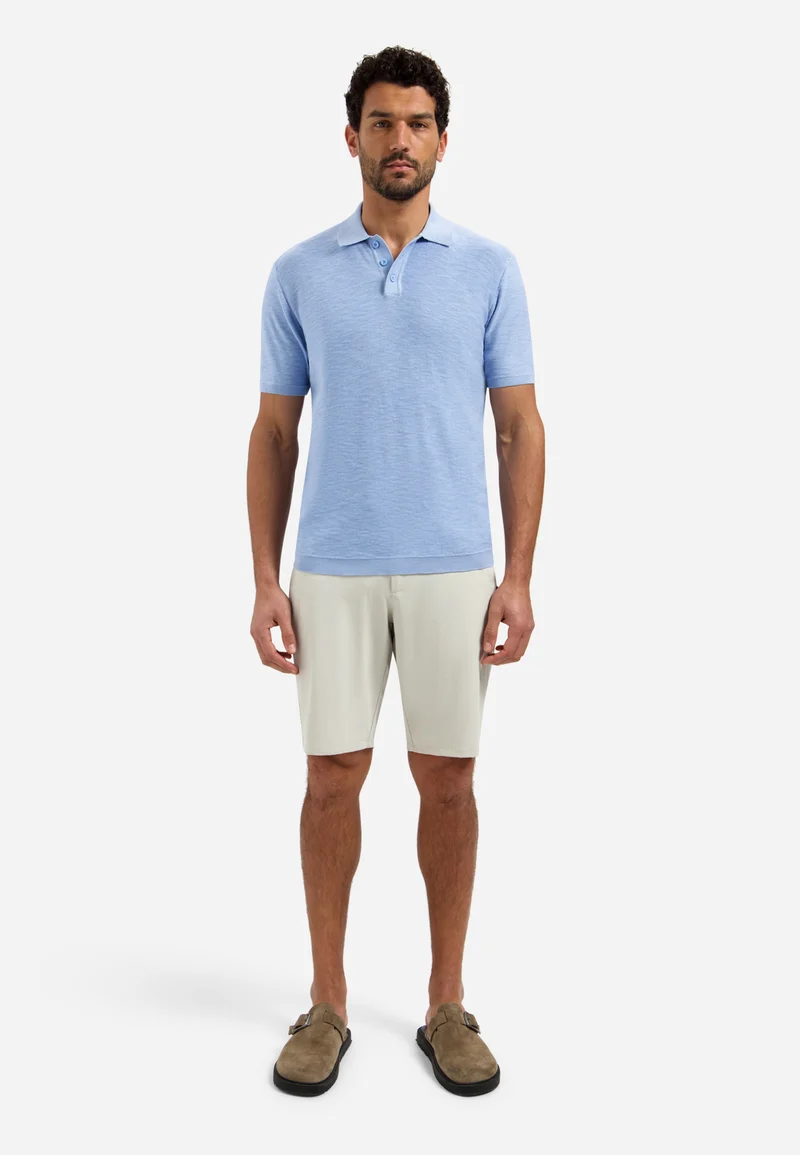 Pullover Short Sleeve Polo Slub, Blue