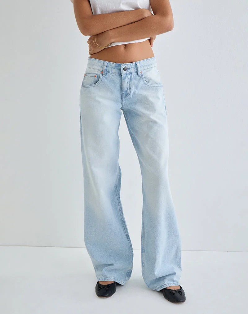 Low Rise Parallel Jeans in Icy Blue